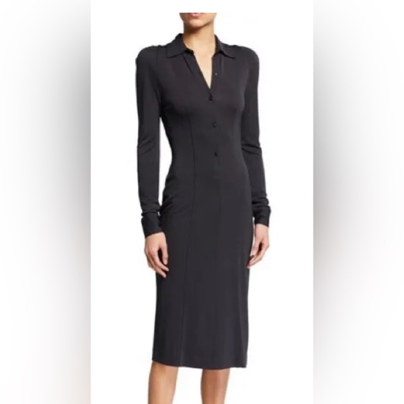 rag & bone Black Jersey Midi Dress work or Cocktail LBD XL 12 - Picture 1 of 11